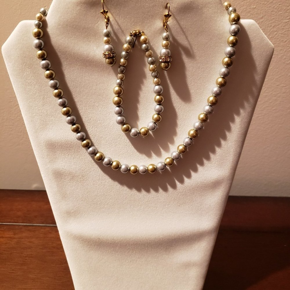 Gold/Silver Pearl Jewelry Sets